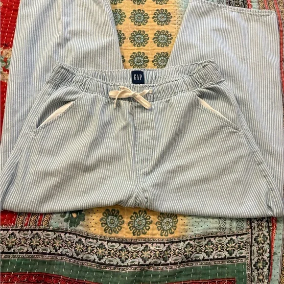 EUC GAP Pull On Barrel Light Blue Striped Pants - Picture 6 of 10